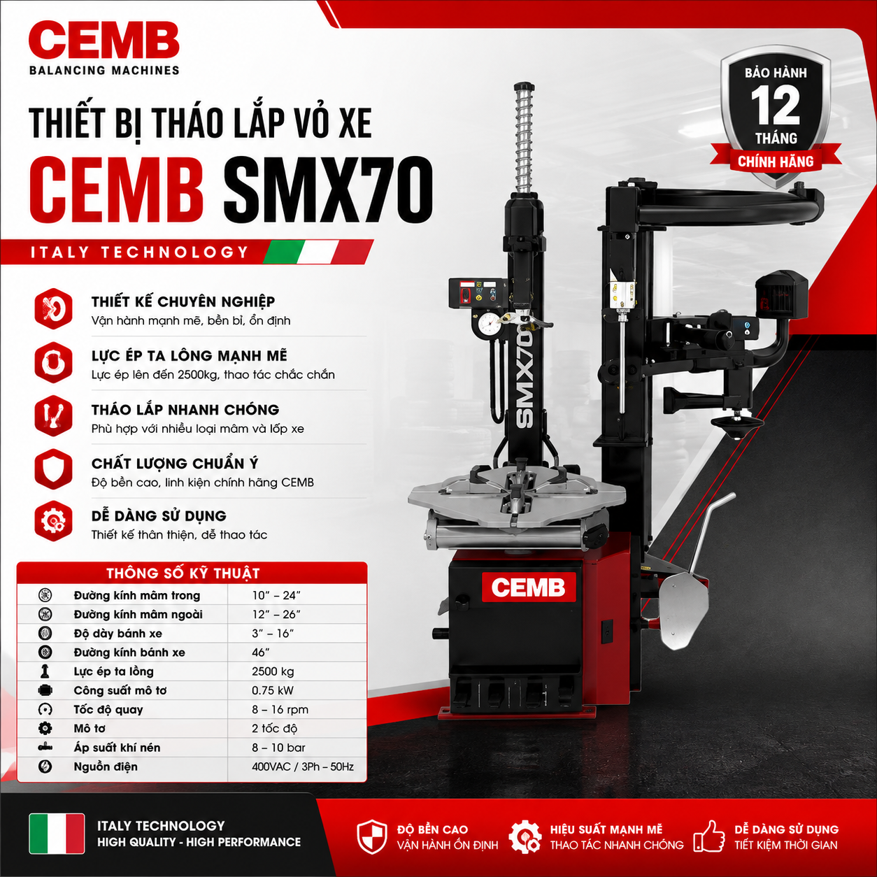 Thiết bị tháo lắp vỏ xe CEMB SMX70